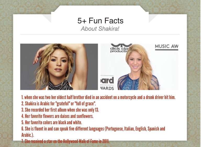 Shakira Enero/Febrero tarea Spanish 7 Screen 3 on FlowVella